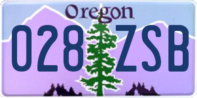 OR license plate 028ZSB