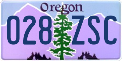 OR license plate 028ZSC