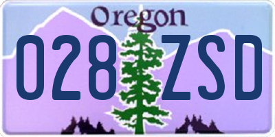 OR license plate 028ZSD