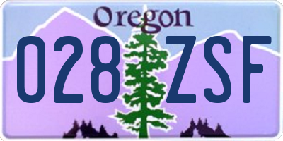 OR license plate 028ZSF