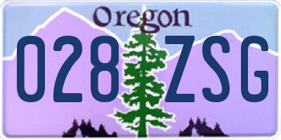 OR license plate 028ZSG