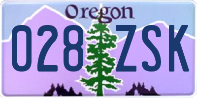 OR license plate 028ZSK