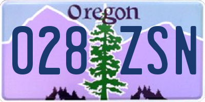 OR license plate 028ZSN