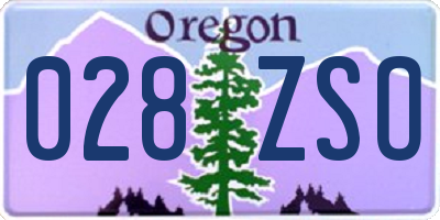 OR license plate 028ZSO