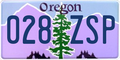 OR license plate 028ZSP