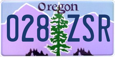 OR license plate 028ZSR