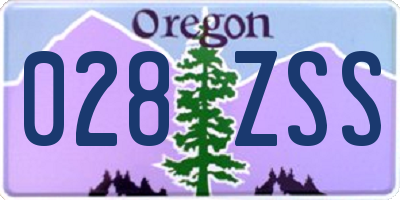 OR license plate 028ZSS