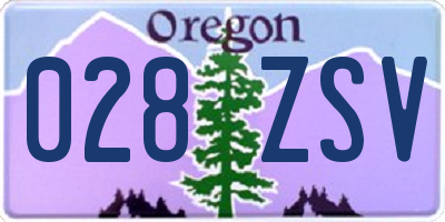 OR license plate 028ZSV