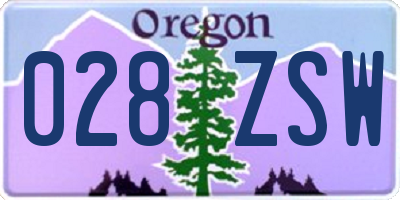 OR license plate 028ZSW