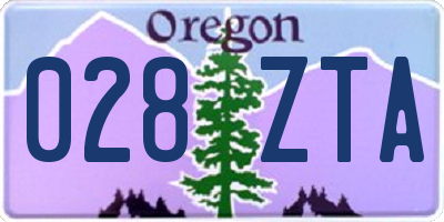 OR license plate 028ZTA
