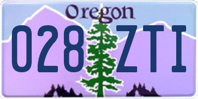OR license plate 028ZTI