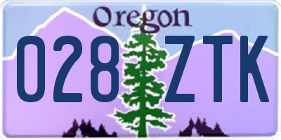 OR license plate 028ZTK