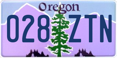 OR license plate 028ZTN