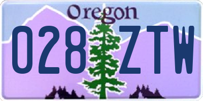 OR license plate 028ZTW