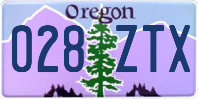 OR license plate 028ZTX