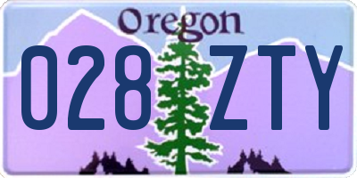 OR license plate 028ZTY
