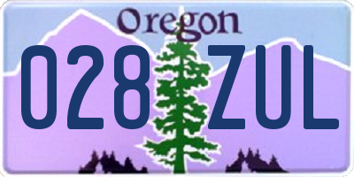 OR license plate 028ZUL