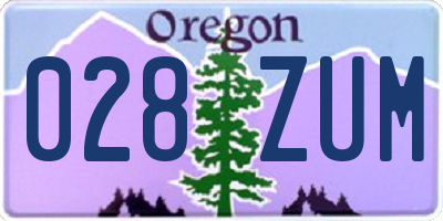 OR license plate 028ZUM