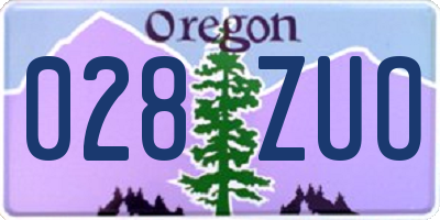 OR license plate 028ZUO