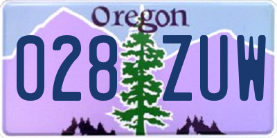 OR license plate 028ZUW