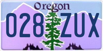 OR license plate 028ZUX