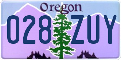OR license plate 028ZUY