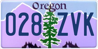 OR license plate 028ZVK