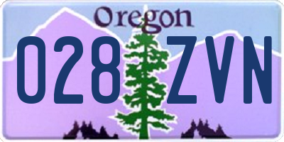 OR license plate 028ZVN