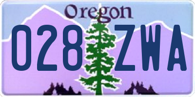 OR license plate 028ZWA