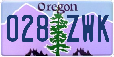 OR license plate 028ZWK