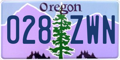 OR license plate 028ZWN