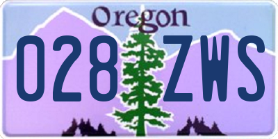 OR license plate 028ZWS