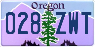 OR license plate 028ZWT