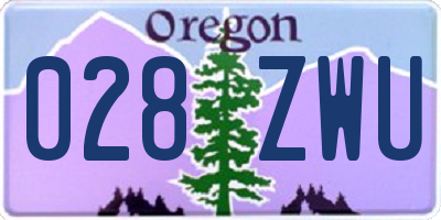 OR license plate 028ZWU