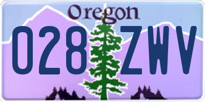 OR license plate 028ZWV