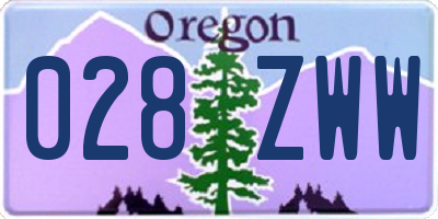 OR license plate 028ZWW