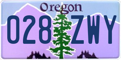 OR license plate 028ZWY
