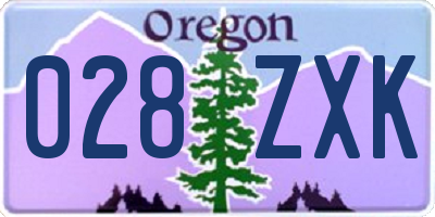 OR license plate 028ZXK