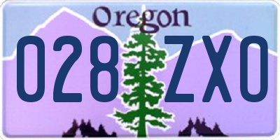 OR license plate 028ZXO