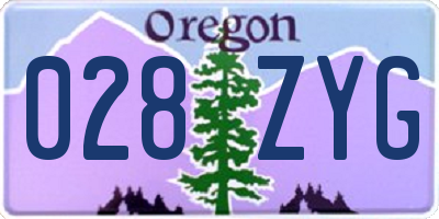 OR license plate 028ZYG