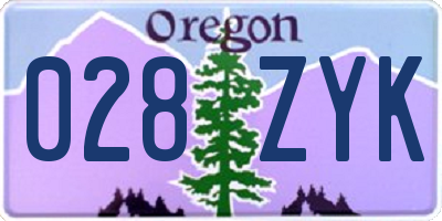 OR license plate 028ZYK