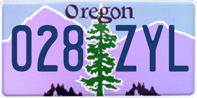 OR license plate 028ZYL