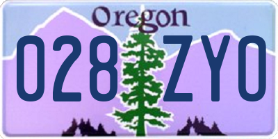 OR license plate 028ZYO