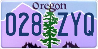 OR license plate 028ZYQ