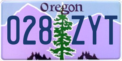 OR license plate 028ZYT