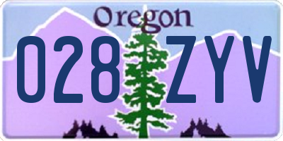 OR license plate 028ZYV