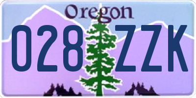 OR license plate 028ZZK