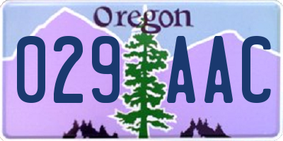 OR license plate 029AAC