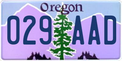 OR license plate 029AAD