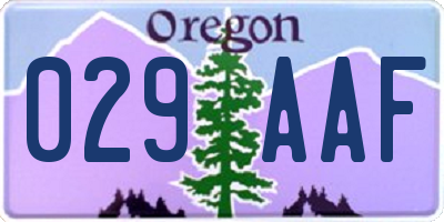 OR license plate 029AAF